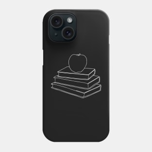 Apple on Book Stack - Red Apple & White Books Line Art Phone Case