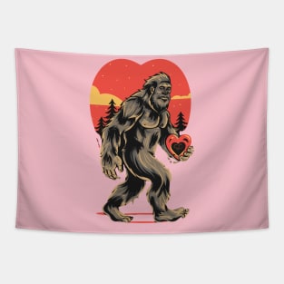 bigfoot  heart valentines day Tapestry