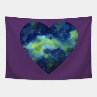 Blue and Green Night Sky Watercolor Tapestry