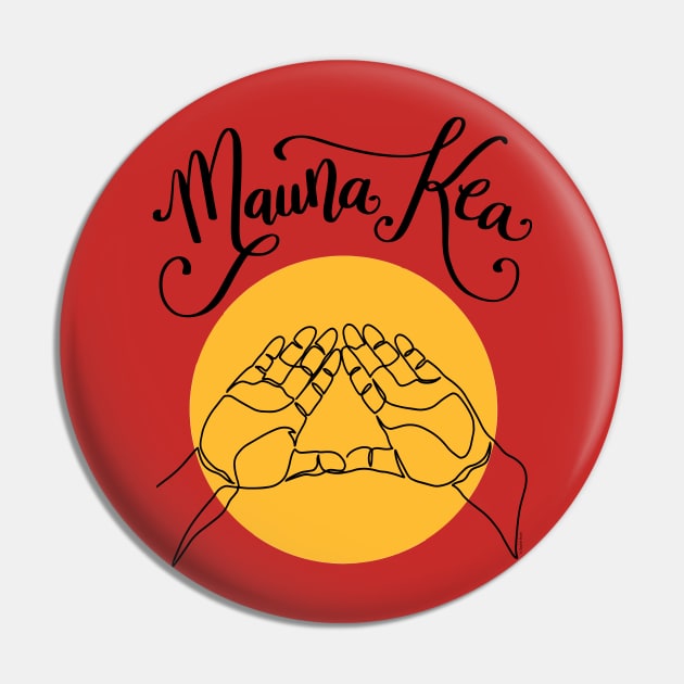 We Are Mauna Kea Hawaii Mountain Hand Sign Symbol Pin by DoubleBrush