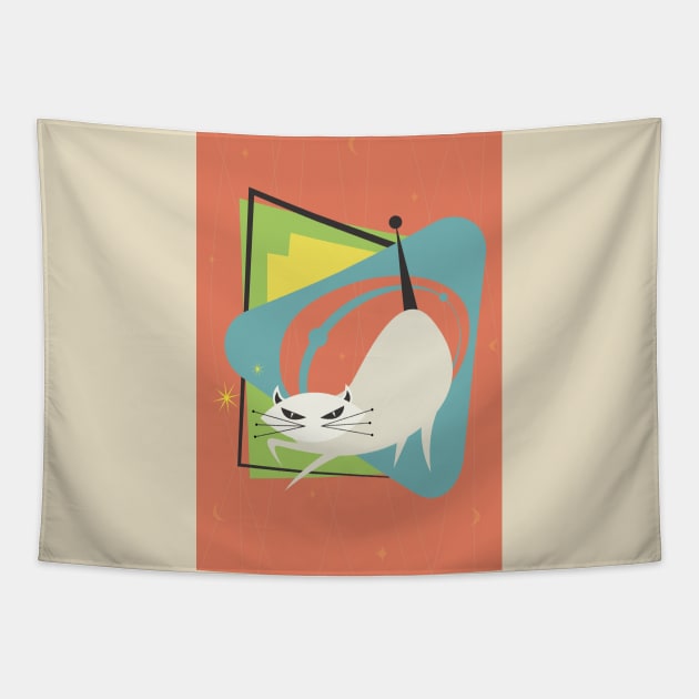 Mid-century modern cat design Tapestry by Genesis