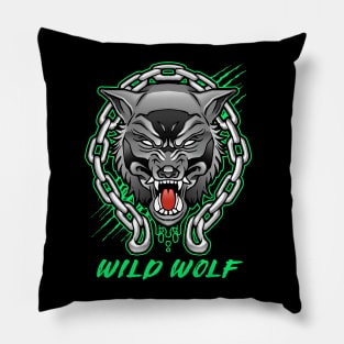 Angry Spooky Wild Big Teeth Wolf Pillow