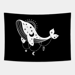 Aesthetic Halloween Whale Lover Moon Creepy Witchy Tapestry