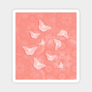 A flutter of butterflies on peach mandala patterns Magnet