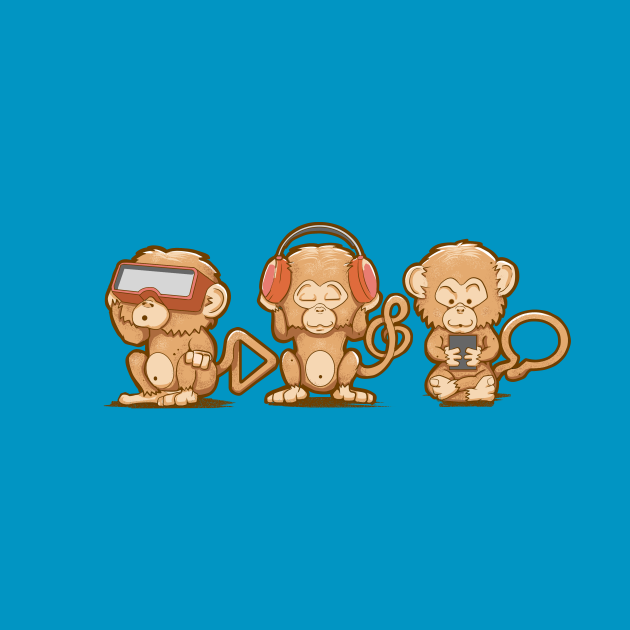 Three Modern Monkeys - Cute - T-Shirt | TeePublic