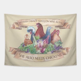 Women, Wine, and Chickens Tapestry