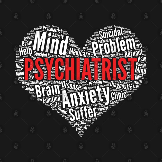 Psychiatrist Heart Shape Word Cloud Design graphic by theodoros20