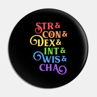 Rainbow RPG Stats Tabletop Pin