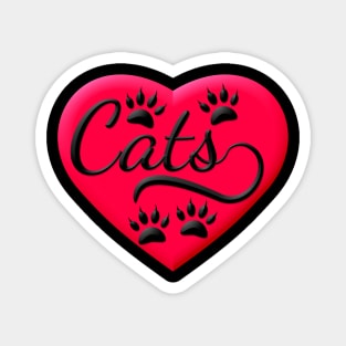 Cats Red Heart And Typography Magnet