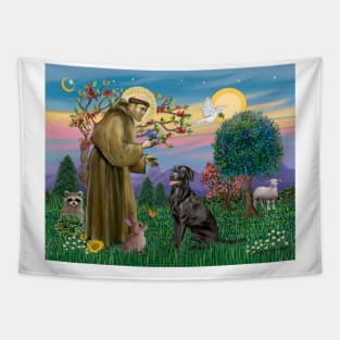 Saint Francis Blesses a Black Labrador Retriever Tapestry