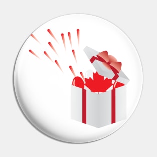 Canada Red and White party - Maple leaf, Balloons and fireworks Pin