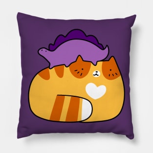 Stegosaurus and Orange Tabby Cat Pillow