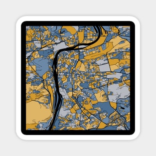 Prague Map Pattern in Blue & Gold Magnet