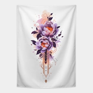 Blooming purple peonies watercolor tattoo Tapestry