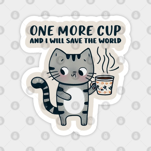 One More Cup and i will Save The World Magnet by Mad&Happy