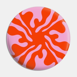 Pink and Orange 70s Retro Abstract Shape Pin
