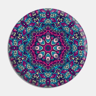 Colorful Mandala Aztec Pattern Indian Mexican Ethnic Oriental Rug Pin