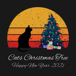 Cat christmas tree xmas gift funny T-Shirt