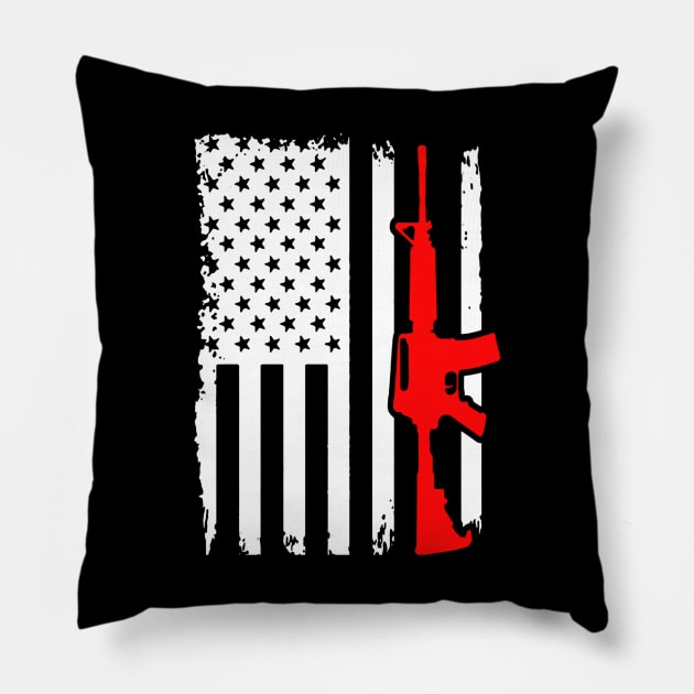 Rifle Ar 15 Usa Flag Pillow by QUYNH SOCIU