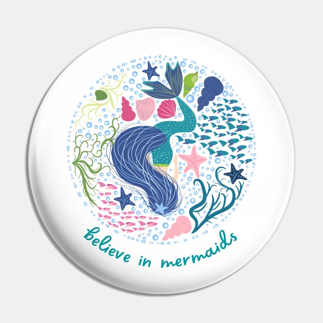 Mermaids T-Shirt Pin by Melchi