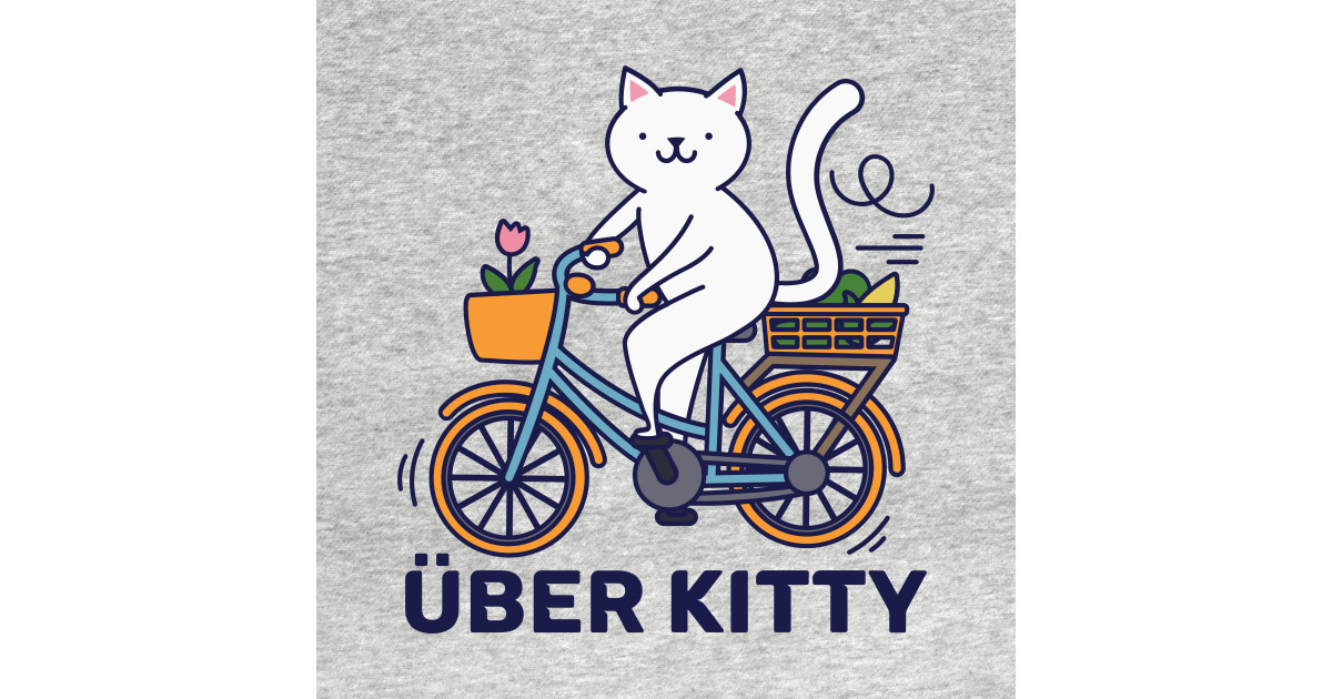 Uber Kitty On A Bike Cat On Bike Sticker Teepublic