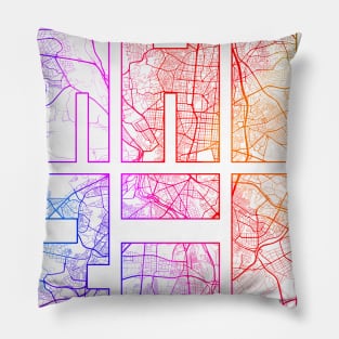 Madrid, Spain City Map Typography - Colorful Pillow