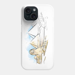 Pyramids & Sphinx at Giza Watercolour Mask Phone Case