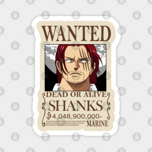 Red Haired Shanks Wanted Bounty Poster One Piece Cream One Piece Magnet Teepublic Au
