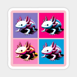 Leucistic Axolotls Pop Art - Cool Aquatic Creature Magnet