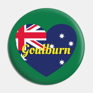 Goulburn NSW Australia Australian Flag Heart Pin