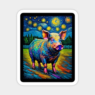 Pig in starry night Magnet