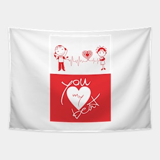 You My Heart Beat love Quotes Tapestry