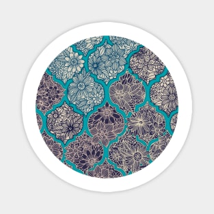 Moroccan Floral Lattice Arrangement - teal Magnet