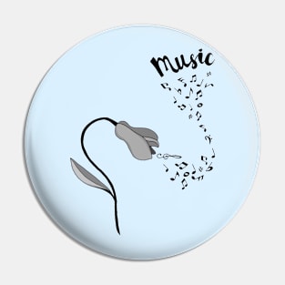 Flower and music Pin