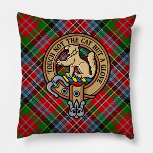 Clan MacPherson Crest over Tartan Pillow