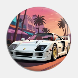 Italian White F40 Classic Car Poster Pin