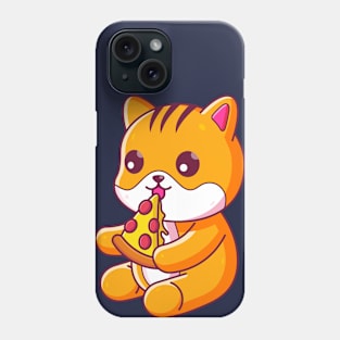 Cute cat eating pizza Phone Case