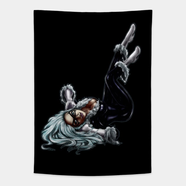 Black Cat in Color Tapestry by D. Fillz