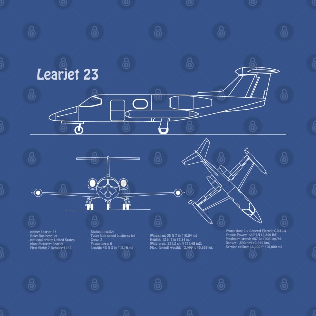 Learjet 23 - Airplane Blueprint Plan - ADpng by SPJE Illustration Photography