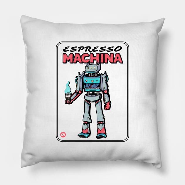 Espresso Machina - Giant Coffee Robot Pillow by Coffee Hotline