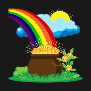 Bitcoin, Rainbow, Pot, Gold, Goblin, Legend, Money T-Shirt