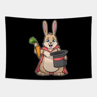 Rabbit with Carrot as Magician with Cape & Hat Tapestry