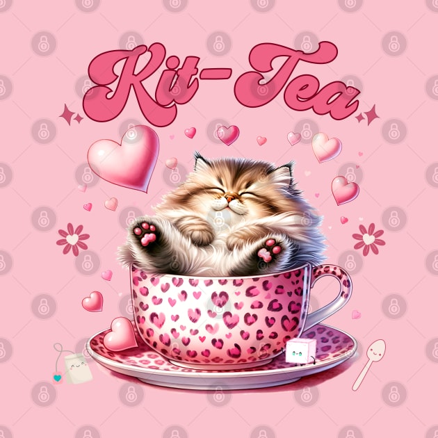 Retro Cute Cat and Tea by Hypnotic Highs