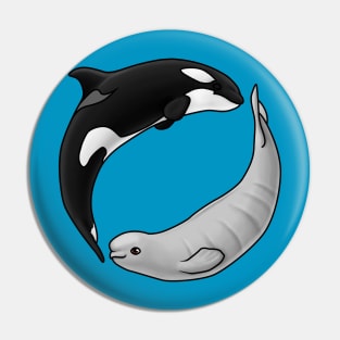 Baby Beluga and Orca Circle Pin