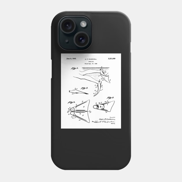 Scuba Diving Fins Patent - Deep Sea Diver Dive Coach Art - White Phone Case by patentpress