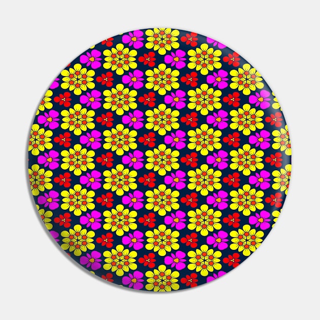 Yellow and Pink Flower Pattern Pin by PatternFlower