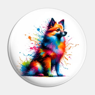 Vibrant Schipperke in Colorful Paint Splash Style Pin