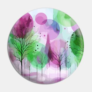 Colorful Pink and Green Abstract Trees Pin