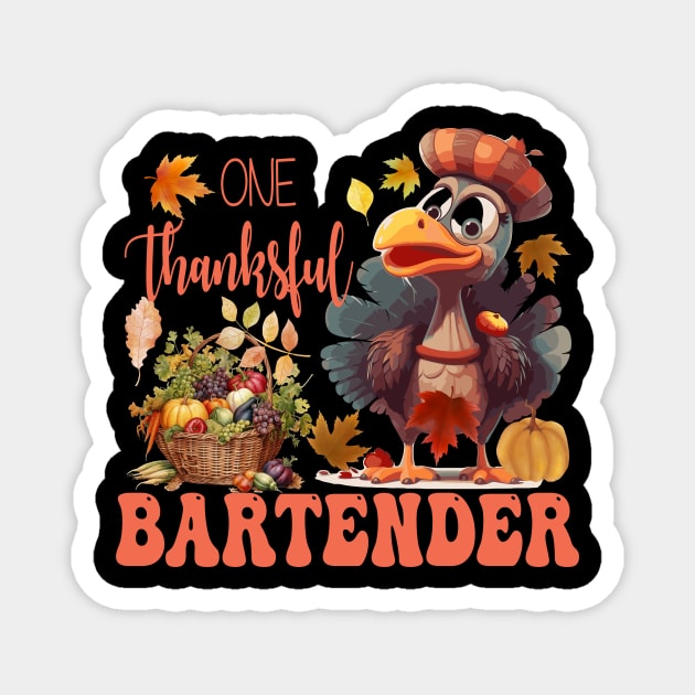 One Thankful Bartender Thanksgiving Turkey Costume Groovy Magnet by Spit in my face PODCAST