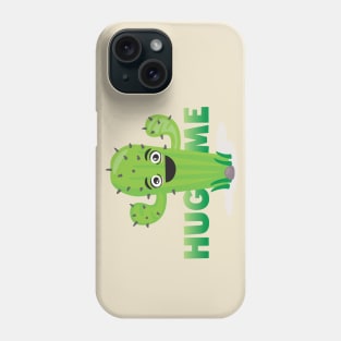 Hug me smiling cactus humour funny fun design Phone Case